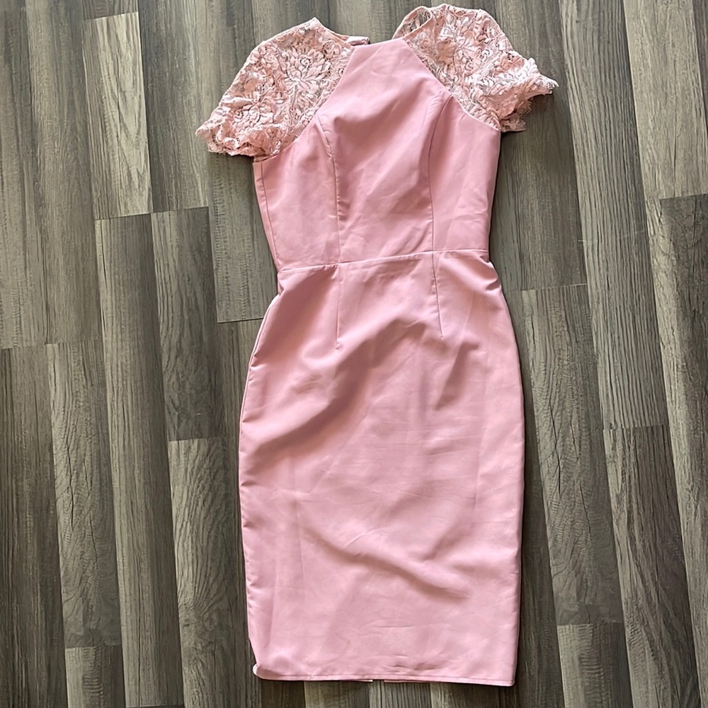 Pink Lace Sleeve Dress